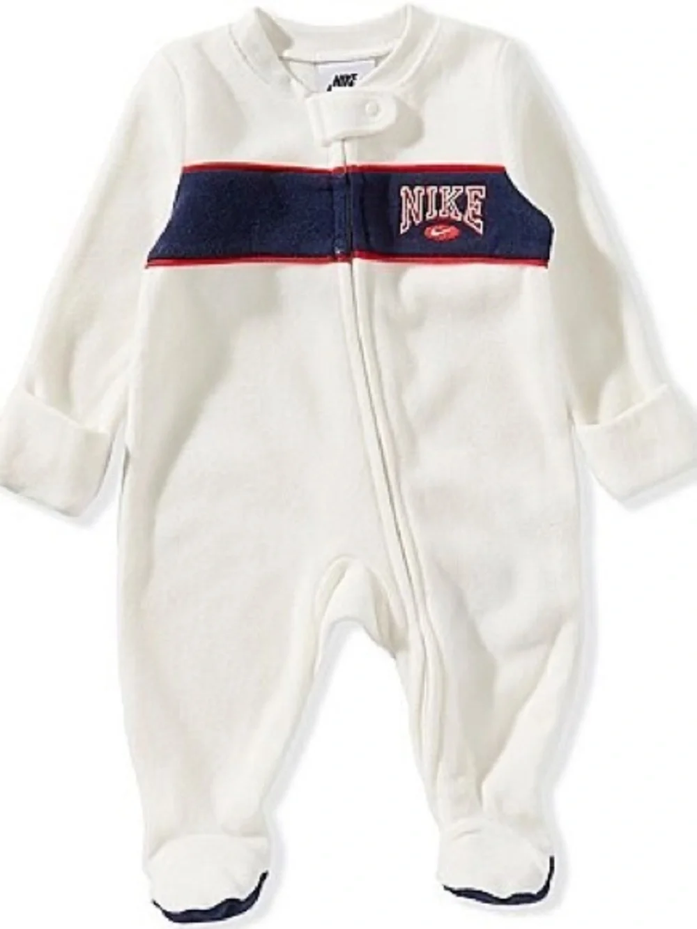 Nike White Footed One-Piece with Navy and Red Trim